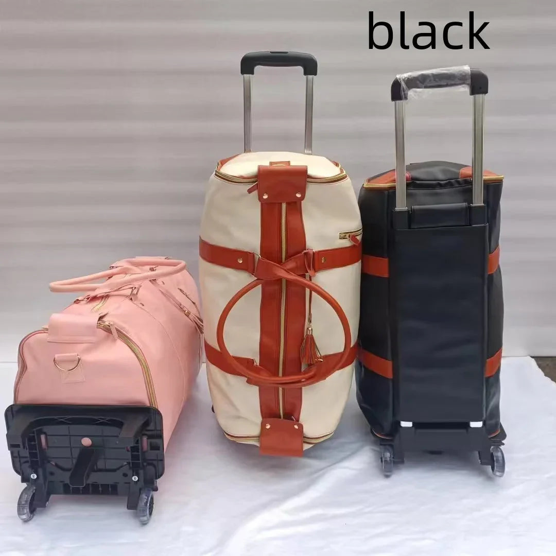 Large Capacity Trolley Travel Bag, Portable Folding Fitness Bag - www.Shopthatapp.com