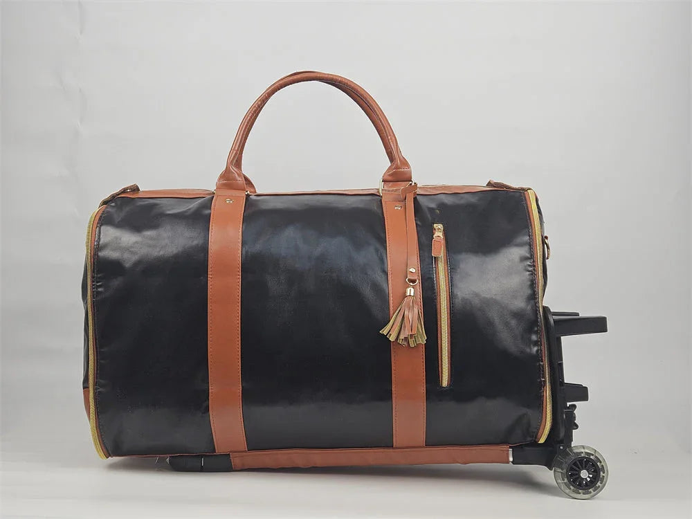 Large Capacity Trolley Travel Bag, Portable Folding Fitness Bag - www.Shopthatapp.com