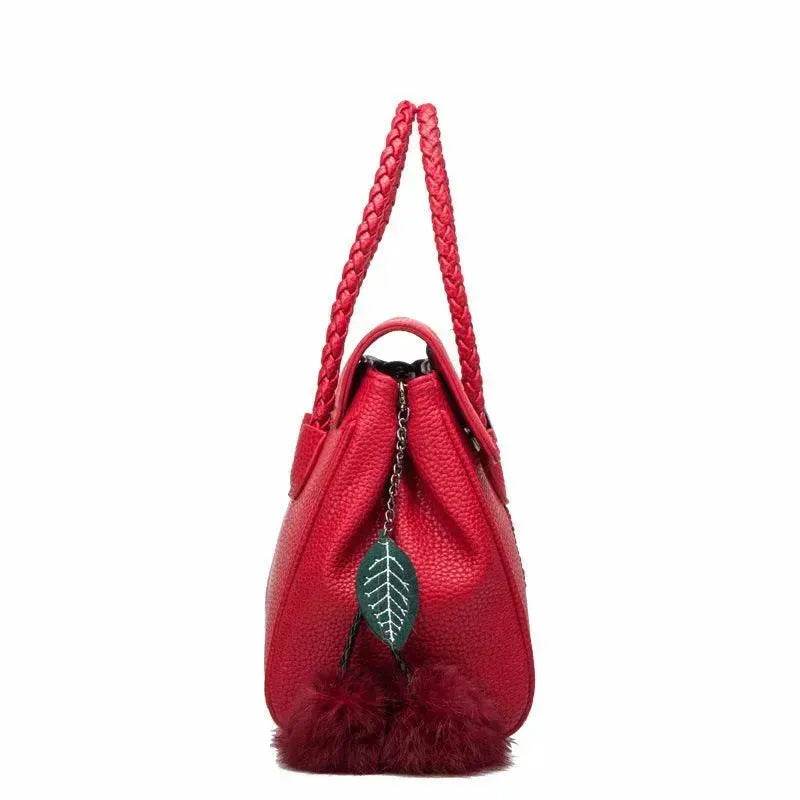 Leather handbags lychee pattern handbag - www.Shopthatapp.com #