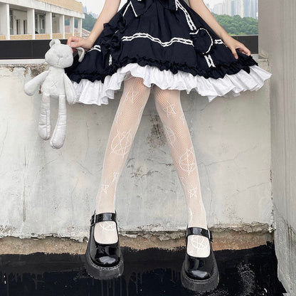 Pentacle Net Tights - White 14-Women/Teen Girls shoes-www.Shopthatapp.com-Popping Candy