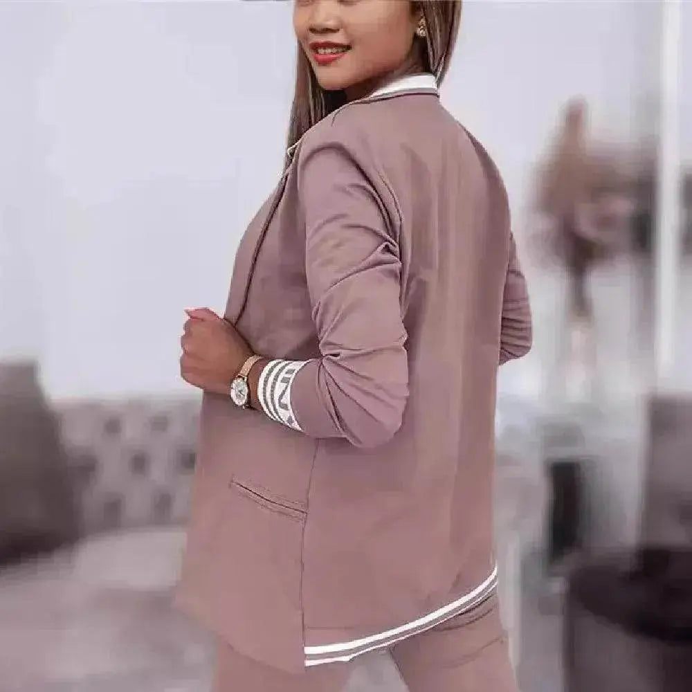 Long Sleeve Suit Coat Drawstring Pants Casual Suit - www.Shopthatapp.com