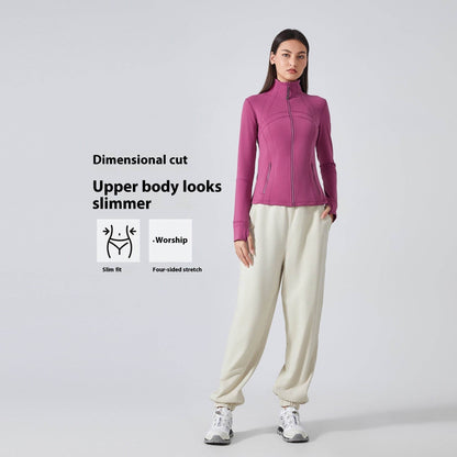 Long Sleeve Workout Tops for Women Halter Neck Zip Up gym top - www.Shopthatapp.com #