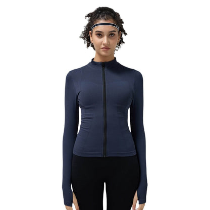 Long Sleeve Workout top for women Slim fit Athletics Sport Zip up Gym top - www.Shopthatapp.com #