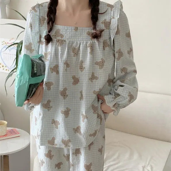 Long Sleeved Pullover Plaid Pajamas For Women - www.Shopthatapp.com