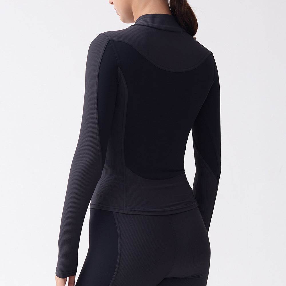 Long sleeve gym top for women Slim fit Half Zip Fitness Workout Top - www.Shopthatapp.com #