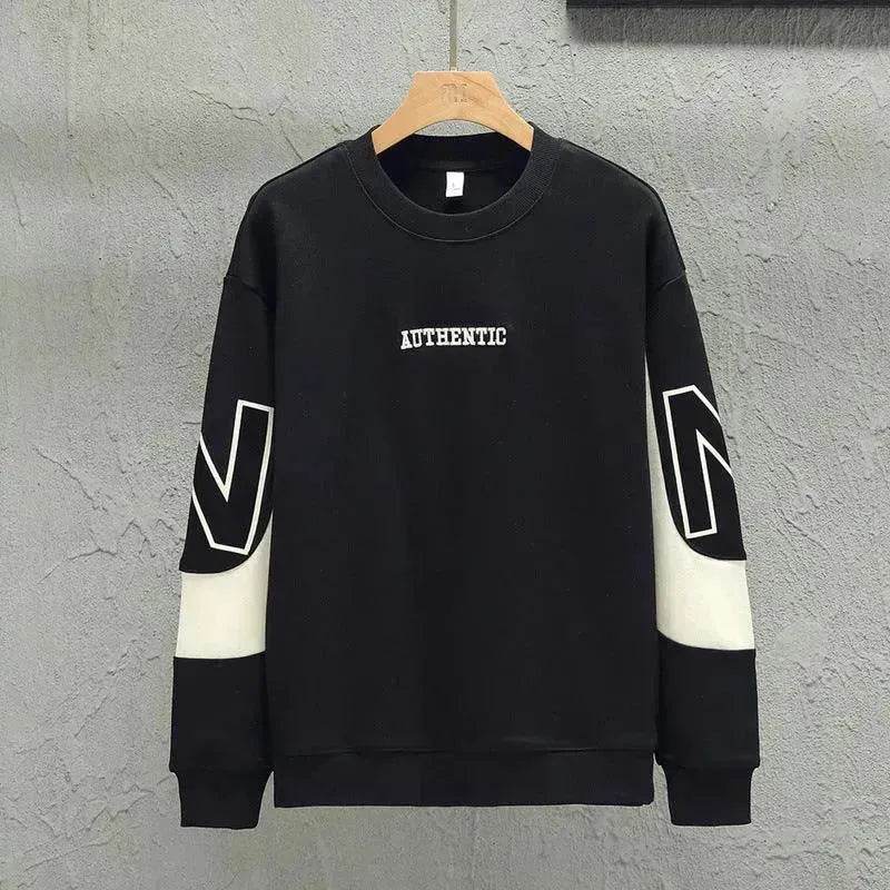 Loose Color Matching Round Neck Long Sleeve T-shirt Casual Top - www.Shopthatapp.com #