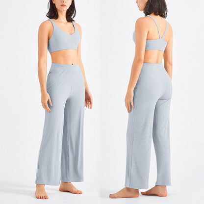 Loose Drawstring Flare Athleisure Wide leg Yoga Pants - www.Shopthatapp.com #