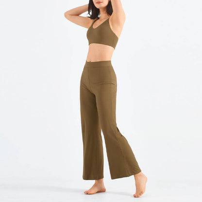 Loose Drawstring Flare Athleisure Wide leg Yoga Pants - www.Shopthatapp.com #