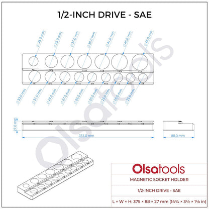 2-Row Magnetic Socket Holders