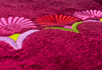 Maroon Flora Embroidered towels - Www.Shopthatapp.com