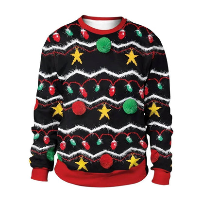 Men And Women Digital Printing Christmas Round Neck Sweater Tops - www.Shopthatapp.com #