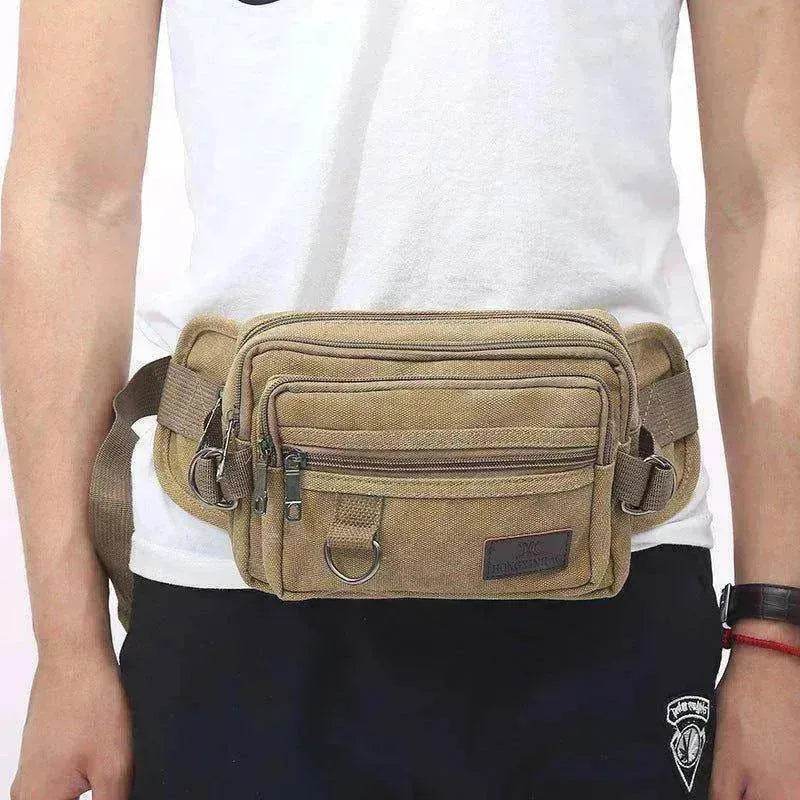 Canvas Fanny Pack With 4 Zipper Pockets Waist Bag - www.Shopthatapp.com
