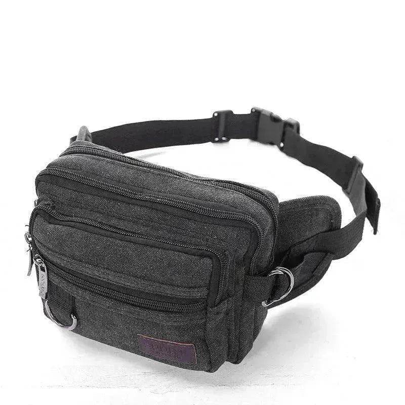 Canvas Fanny Pack With 4 Zipper Pockets Waist Bag - www.Shopthatapp.com