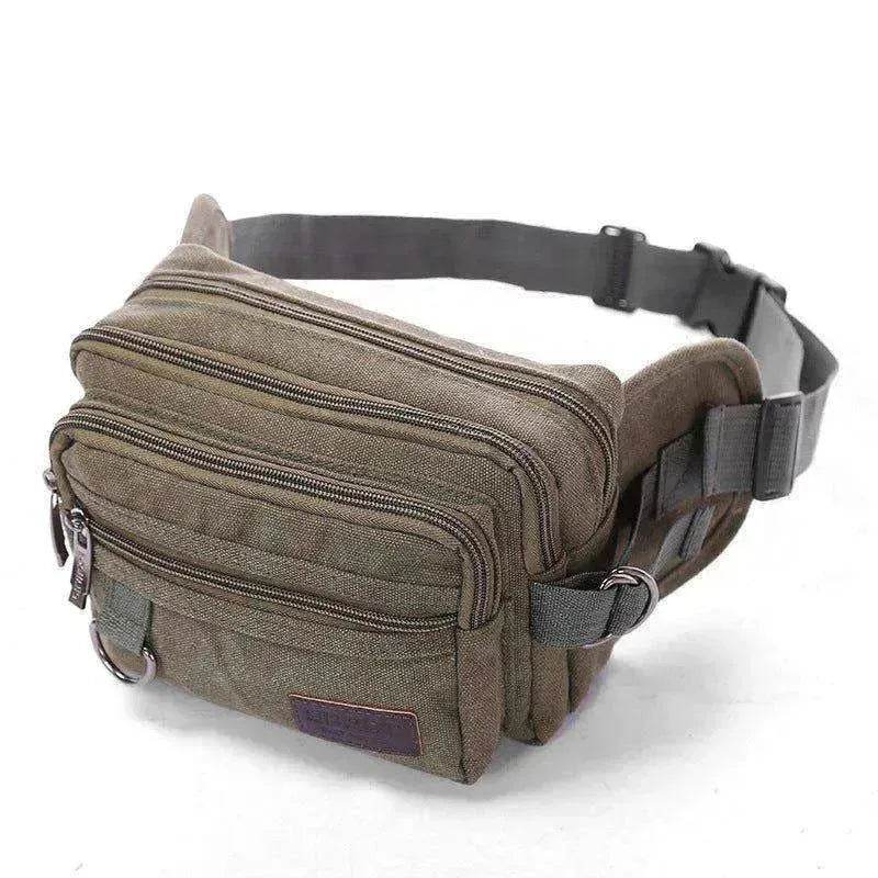 Canvas Fanny Pack With 4 Zipper Pockets Waist Bag - www.Shopthatapp.com