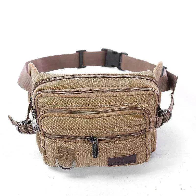 Canvas Fanny Pack With 4 Zipper Pockets Waist Bag - www.Shopthatapp.com