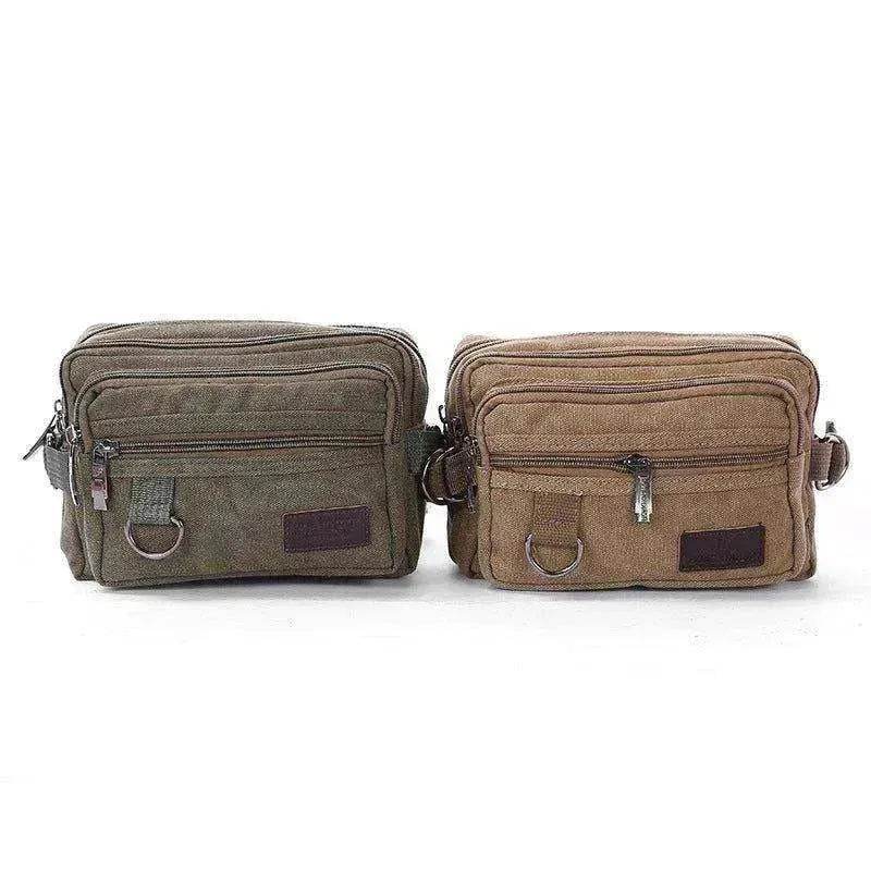 Canvas Fanny Pack With 4 Zipper Pockets Waist Bag - www.Shopthatapp.com