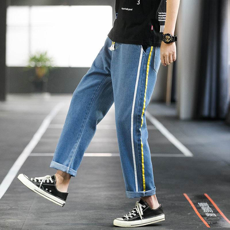 Men Casual pants Denim Jeans trousers, wide-leg pants - www.Shopthatapp.com #