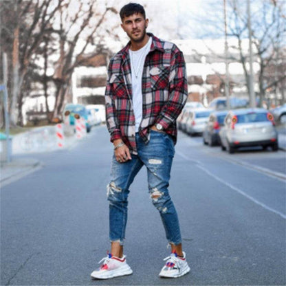 Men Fashion Ripped Hole Denim jeans pant trouser - www.Shopthatapp.com #