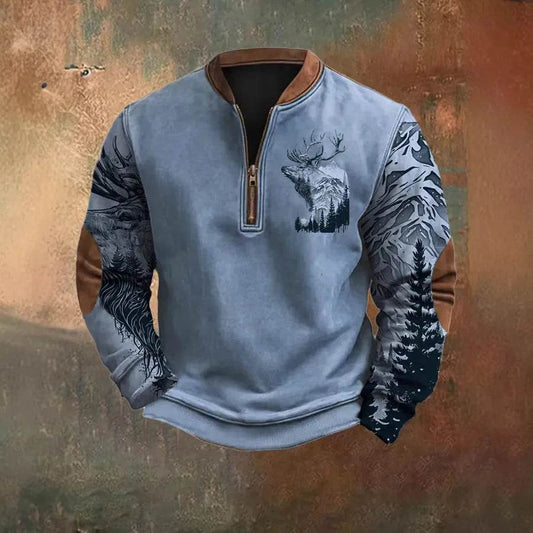 Men Polo Half Zipper  Sweatshirt Men's 3D Printing Pullover top - www.Shopthatapp.com #