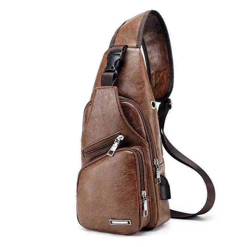 Men USB Charging Bag PU PVC Shoulder Diagonal Messenger Travel Cross Body Bags - www.Shopthatapp.com #