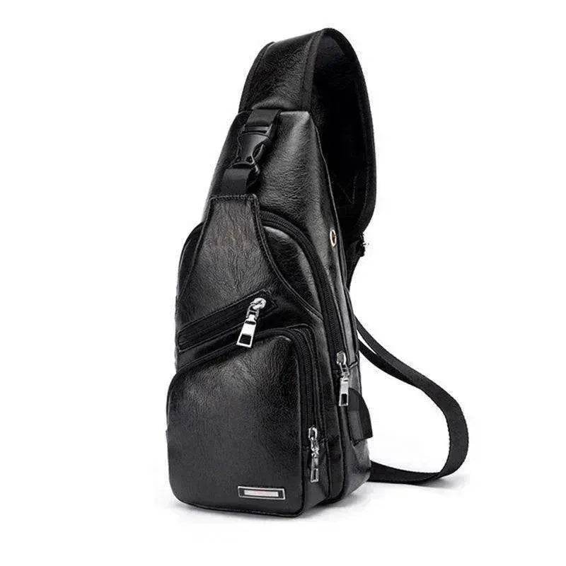 Men USB Charging Bag PU PVC Shoulder Diagonal Messenger Travel Cross Body Bags - www.Shopthatapp.com #