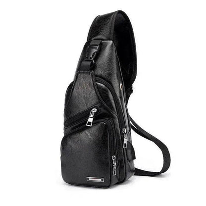 Men USB Charging Bag PU PVC Shoulder Diagonal Messenger Travel Cross Body Bags - www.Shopthatapp.com #