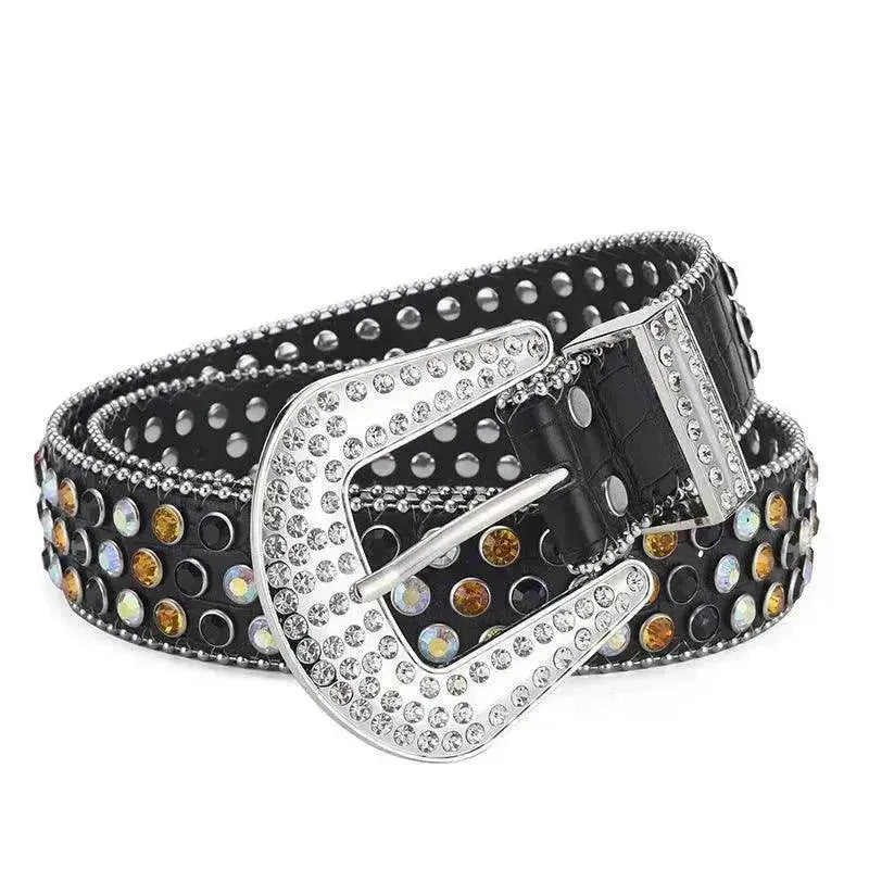 Men Women Alloy Belt Punk Rock Rivet Rhinestone - www.Shopthatapp.com #