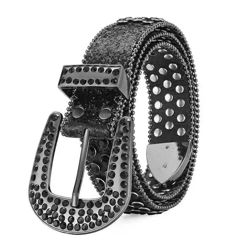 Men Women Alloy Belt Punk Rock Rivet Rhinestone - www.Shopthatapp.com #