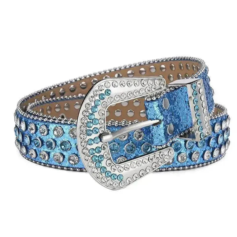 Men Women Alloy Belt Punk Rock Rivet Rhinestone - www.Shopthatapp.com #