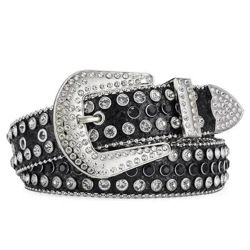 Men Women Alloy Belt Punk Rock Rivet Rhinestone - www.Shopthatapp.com #
