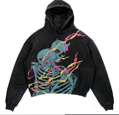 Men's And Women's Fashion Punk Design Fleece Printed Hoodie top - www.Shopthatapp.com #