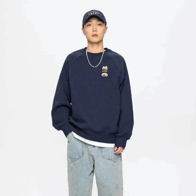 Men's Autumn  Drop-shoulder Sleeve Round neck Oversized Pullover sweatshirts - www.Shopthatapp.com #