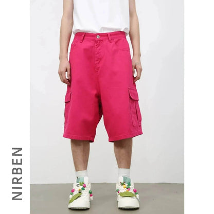 Men's Baggy Dad Shorts Jeans Denim Summer New Straight Wide-leg Workwear Denim Shorts  for Men Loose Leisure All-matching Shorts - www.Shopthatapp.com #