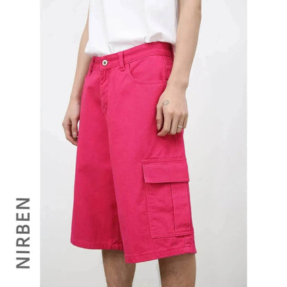 Men's Baggy Dad Shorts Jeans Denim Summer New Straight Wide-leg Workwear Denim Shorts  for Men Loose Leisure All-matching Shorts - www.Shopthatapp.com #