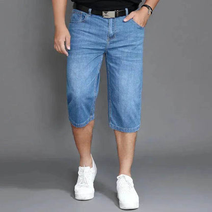 Men's Denim Shorts Light Blue Mid Length Jeans Short - www.Shopthatapp.com #