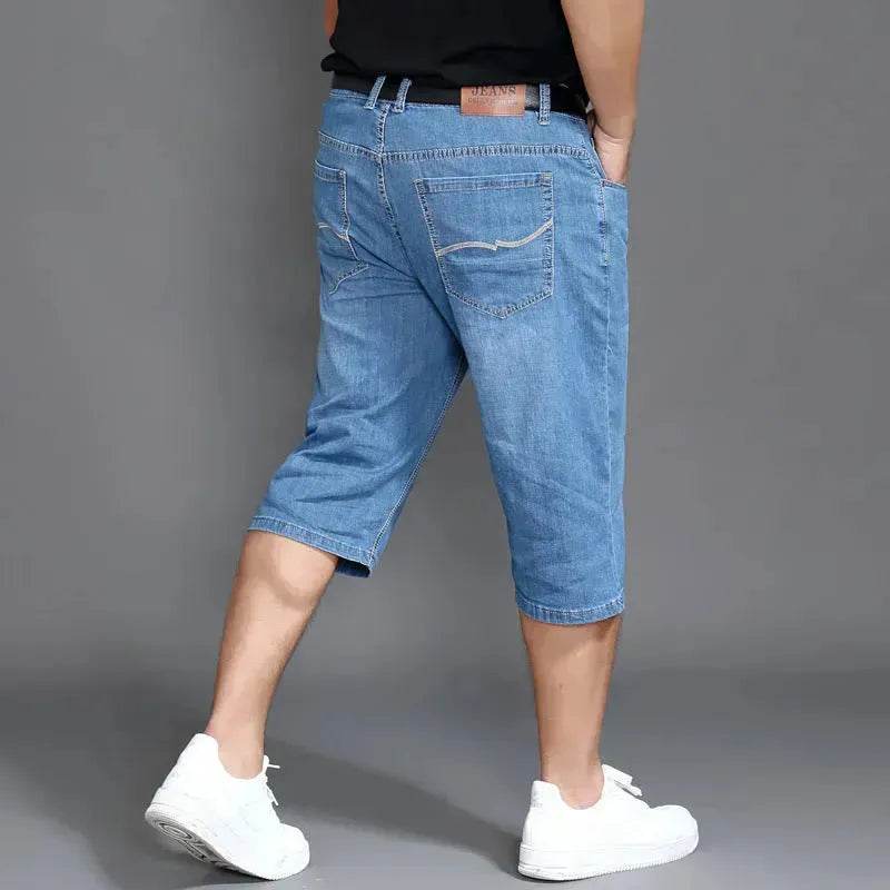 Men's Denim Shorts Light Blue Mid Length Jeans Short - www.Shopthatapp.com #