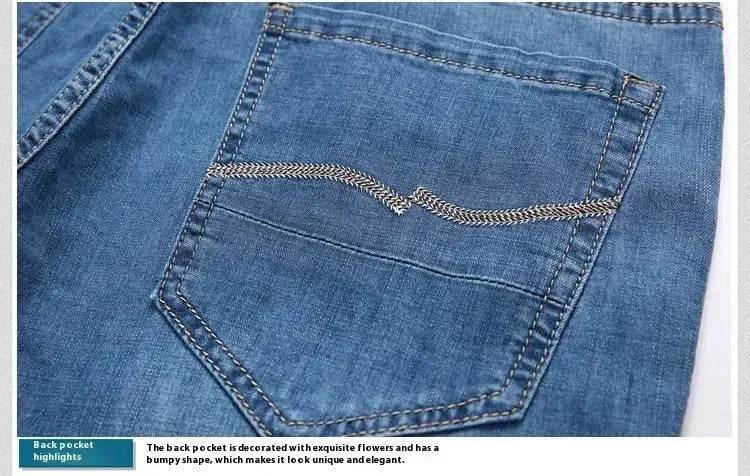 Men's Denim Shorts Light Blue Mid Length Jeans Short - www.Shopthatapp.com #