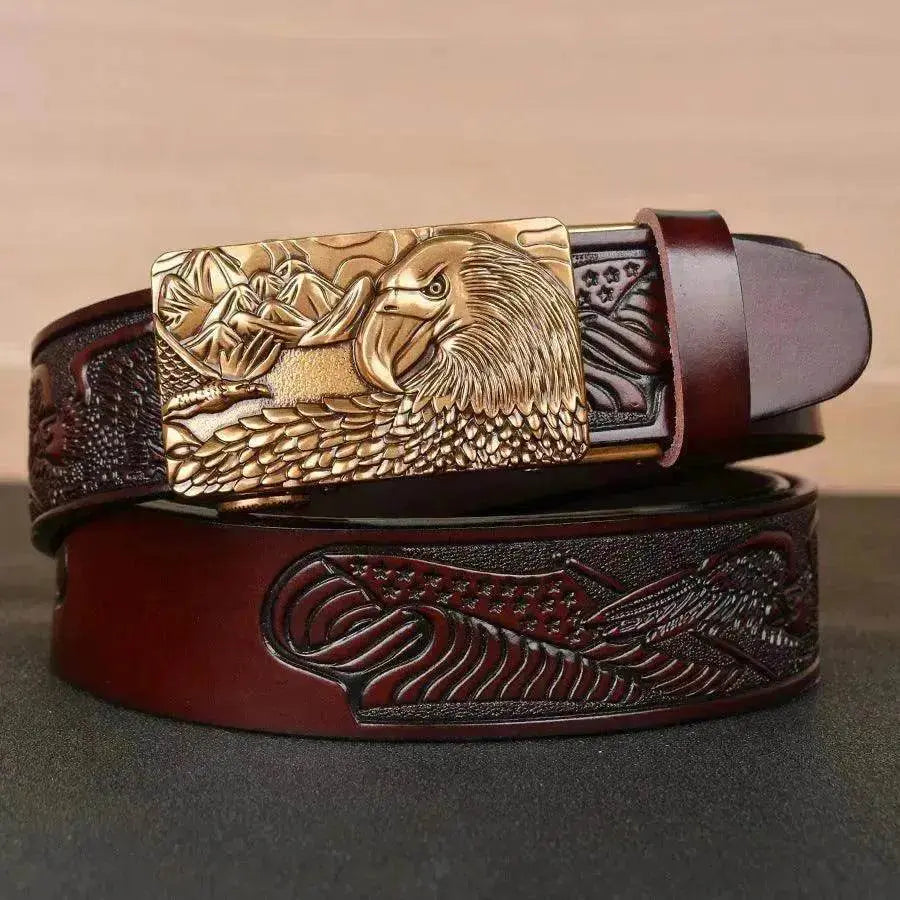 Men's Fashion Belt Eagle Wings Embossing - www.Shopthatapp.com #