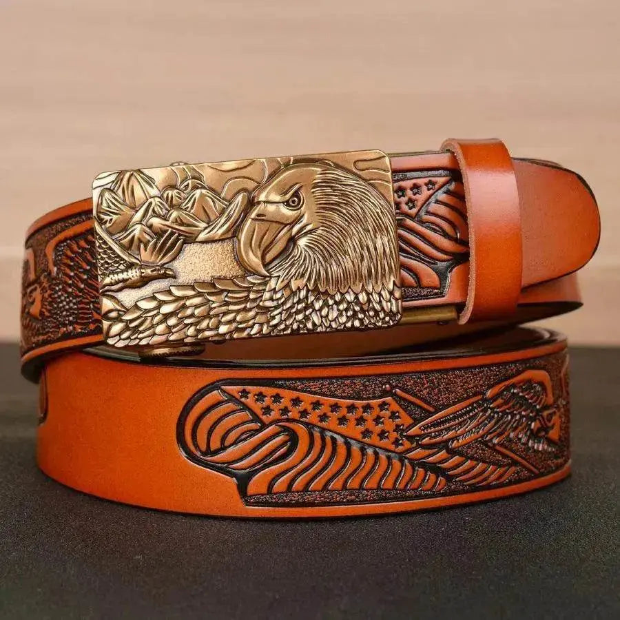 Men's Fashion Belt Eagle Wings Embossing - www.Shopthatapp.com #