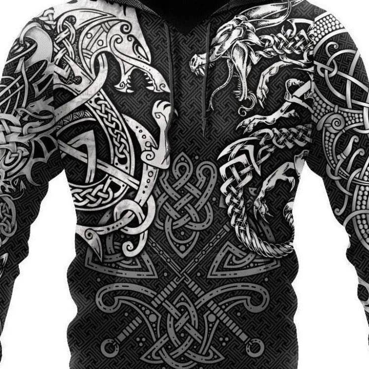 Men's Gothic Printed Street Fashion Classic Hoodie Pullover - www.Shopthatapp.com #