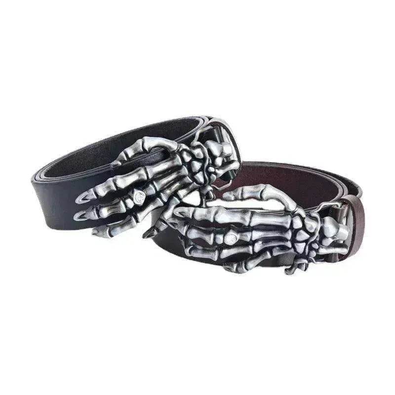 Men's Leather Belt Skull Big Head  Claw Outdoor Rider - www.Shopthatapp.com #