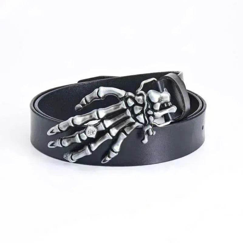 Men's Leather Belt Skull Big Head  Claw Outdoor Rider - www.Shopthatapp.com #