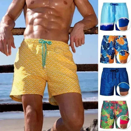 Men's Printed Beach Shorts Sports Double Layer Shorts Summer - www.Shopthatapp.com #
