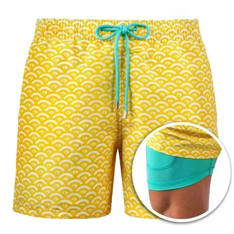 Men's Printed Beach Shorts Sports Double Layer Shorts Summer - www.Shopthatapp.com #