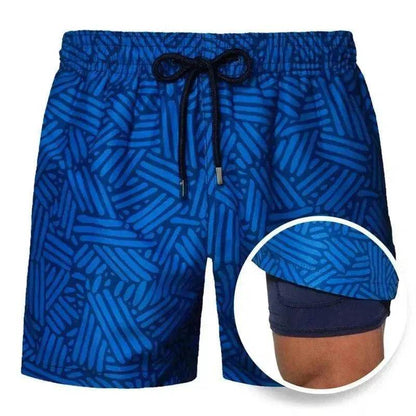 Men's Printed Beach Shorts Sports Double Layer Shorts Summer - www.Shopthatapp.com #