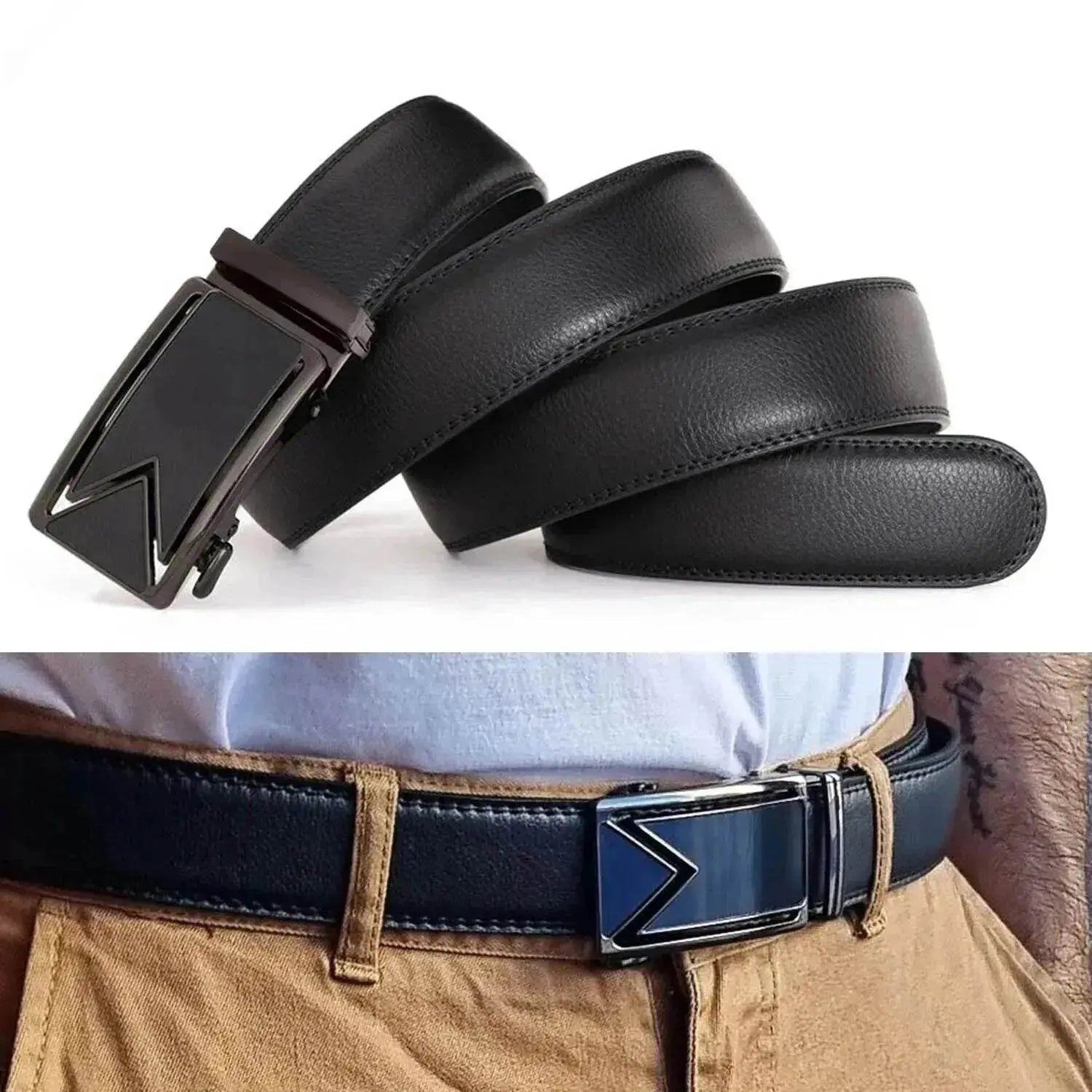 Men's Ratchet Belt Leather Mens Belt With Slide Buckle Ratchet Belts For Men USA - www.Shopthatapp.com #