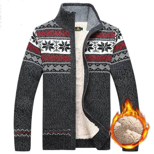 Men's Sweater Warm Velvet Sweatercoat Winter Wool Cardigan Male Casual Thicken Warm Fleece Christmas Sweater For Man - www.Shopthatapp.com #