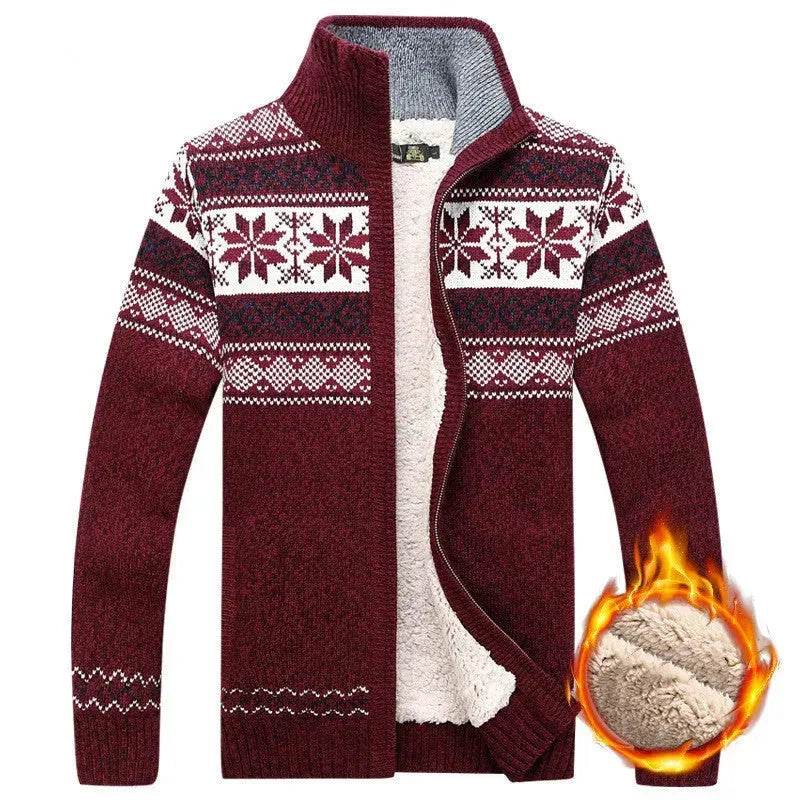Men's Sweater Warm Velvet Sweatercoat Winter Wool Cardigan Male Casual Thicken Warm Fleece Christmas Sweater For Man - www.Shopthatapp.com #