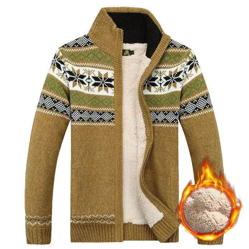 Men's Sweater Warm Velvet Sweatercoat Winter Wool Cardigan Male Casual Thicken Warm Fleece Christmas Sweater For Man - www.Shopthatapp.com #