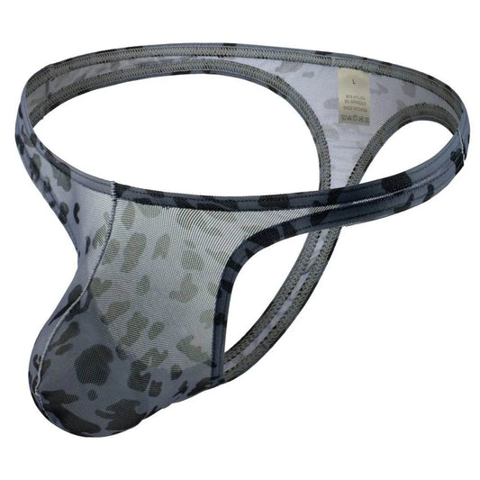 Men's Underwear Leopard Mesh T-back Low Waist thong Briefs - www.Shopthatapp.com #